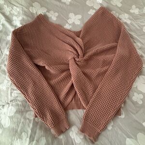 Moon&Madison Brown Twist Front Knit Sweater